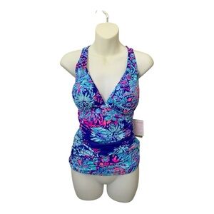 Lilly Pulitzer Bliss Halter Tankini Top Sz 4 Twilight Blue